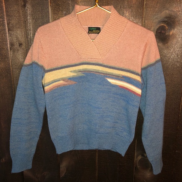 chego international Sweaters - Vintage Aztec Southwestern Wool Sweater